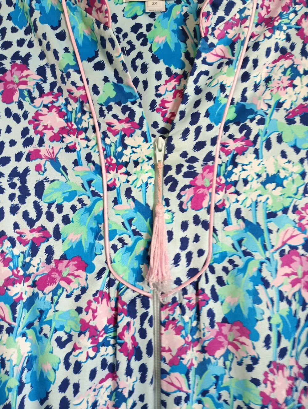 Women's Miss Elaine Floral Print Zip-Front Robe/Nightgown (2X) - Picture 7 of 15